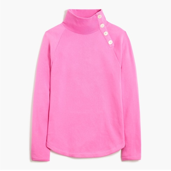 J. Crew Factory Tops - J. Crew Factory Barbie Pink Fleece Wide button-collar pullover sweatshirt